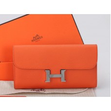 Hermès Epsom Original Kalbsleder Constance Lange Geldbörse Orange