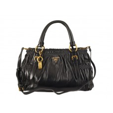 Prada Nappa Gauffre Horizontal Antic Satchel Schwarz