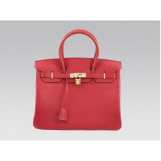 Hermès Birkin 35 cm Clemence Rouge Vif mit goldfarbenen Beschlägen