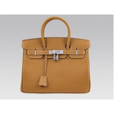 Hermès Birkin 30 cm, Togo-Leder, hellbraun, mit silberfarbenen Beschlägen