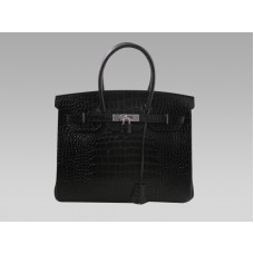 Hermès Birkin 35 cm Krokodilleder Schwarz
