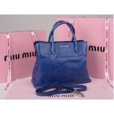 Miu Miu Tote aus glasiertem Leder, Blau