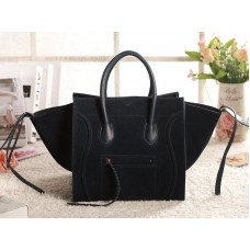 Celine Luggage Phantom Square Tote Bag aus Wildleder, Dunkelblau
