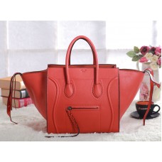 Celine Luggage Phantom Square Tote Bag aus Togo-Leder, Orange