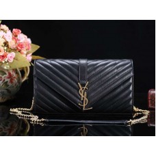 YSL Medium Monogram Satchel Schwarzes Lammleder, gesteppt