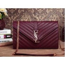 YSL Medium Monogram Satchel Schwarz Magenta Narbenleder Poudre mit Matelassé-Struktur