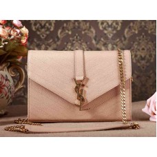 YSL Kleine Monogram Satchel Dunkelbeige genarbtes Matelassé-Leder