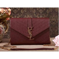 YSL Kleine Monogram Satchel, Dunkelmagenta, genarbtes Matelassé-Leder