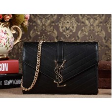 Kleine YSL Monogramme Satchel aus schwarzem Matelassé-Leder