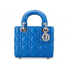 Dior Nano Ledertasche Goldfarbene Hardware Blau