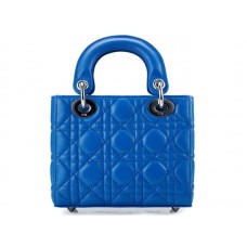 Dior Nano Ledertasche Silberne Hardware Blau