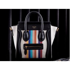 Celine Luggage Mini Tote Canvas Weiß & Regenbogen