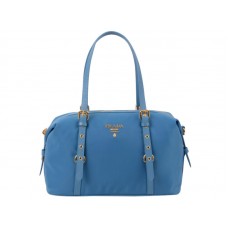 Prada Tessuto Bauletto Satchel Umhängetasche Blau