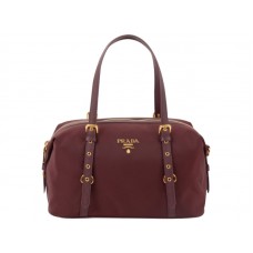 Prada Tessuto Bauletto Satchel Schultertasche Burgunderrot