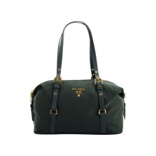 Prada Tessuto Bauletto Satchel Umhängetasche Dunkelgrün