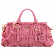 Prada Tessuto Gaufre Nylon Henkeltasche Rosa