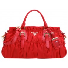 Prada Tessuto Gaufre Nylon-Top-Griff-Tasche Rot