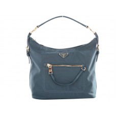 Prada Hobo-Tasche aus Tessuto Nylon mit Lederbesatz, blau