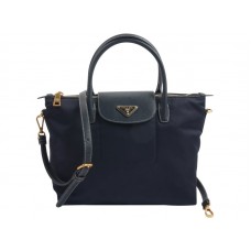 Prada Tessuto Nylon Tote mit Lederbesatz, Dunkelblau