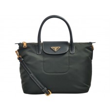 Prada Tessuto Nylon Tote mit Lederbesatz, Dunkelgrün