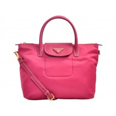 Prada Tessuto Nylon Tote mit Lederbesatz, Pink