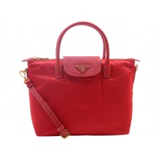 Prada Tessuto Nylon Tote mit Lederbesatz, Rot