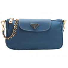 Prada Handgelenktasche aus Tessuto-Nylon mit Saffiano-Leder, blau
