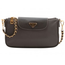 Prada Handgelenktasche aus Tessuto-Nylon mit Saffiano-Leder, Grau