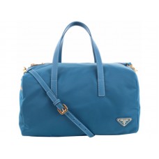 Prada Vela Nylon-Henkeltasche, hellblau