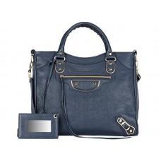 Balenciaga Gold Metallic Edge Velo Tasche Blau