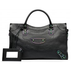 Balenciaga Classic Metallic Edge Iridescent City Bag Schwarz