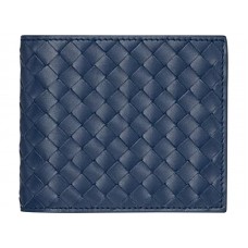Bottega Veneta Bi-Fold-Geldbörse In Intrecciato Vn Blue