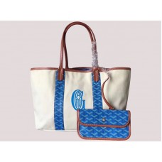 Goyard Anjou Reversible Canvas Tote Mm Blau H-gotogg3456s1