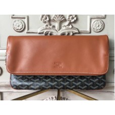 Goyard Goyardine Sainte Marie Soft Clutch Schwarz mit braunem Lederbesatz