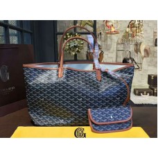 Goyard Goyardine Saint Louis GM Schwarz mit braunem Lederbesatz