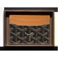 Goyard Goyardine Saint Sulpice Kartenetui, schwarz mit braunem Lederbesatz