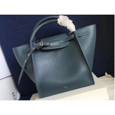 Celine Small Big Bag mit langem Riemen aus geschmeidigem, genarbtem Kalbsleder, blau