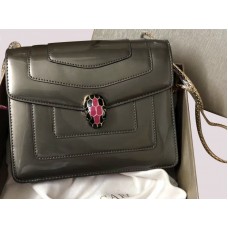 Bvlgari Schutzhülle Serpenti Forever 20 cm Metallic-Kalbsleder Dunkelgrau