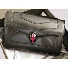 Bvlgari Schutzhülle Serpenti Forever 22 cm Metallic-Kalbsleder Dunkelgrau