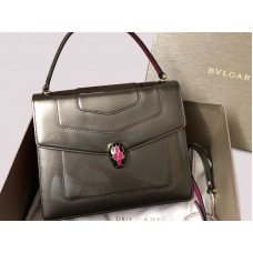 Bvlgari Schutzhülle Serpenti Forever 25 cm Metallic-Kalbsleder Dunkelgrau