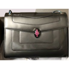 Bvlgari Schutzhülle Serpenti Forever 28 cm Metallic-Kalbsleder Grau