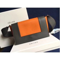 Celine Medium Frame Schultertasche aus Kalbsleder, orange und schwarz