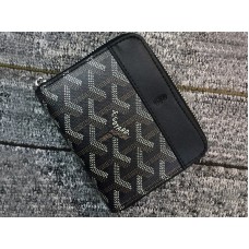 Goyard Chevron Kleine Geldbörse mit Reißverschluss, Schwarz