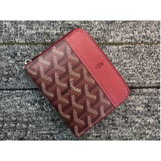 Goyard Chevron Kleine Geldbörse mit Reißverschluss, Burgunderrot