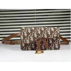Dior Oblique Saddle Clutch Braun d56161