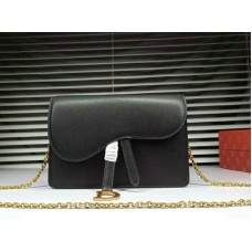 Dior Clutch aus Sattelleder, Schwarz d6620