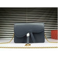 Dior Clutch aus Sattelleder, dunkelblau, d66201