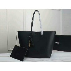Große Saint Laurent YSL Shopper-Tasche aus Leder, schwarz