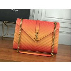 Saint Laurent YSL Monogram Satchel aus orangefarbenem Matelassé-Leder