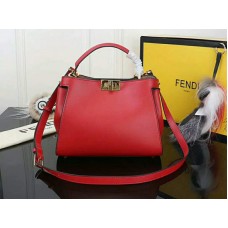 Fendi Peekaboo Essential Tasche aus rotem Kalbsleder